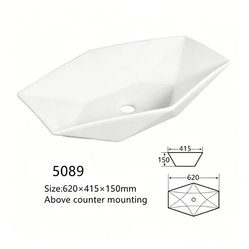 Lavamanos sobreponer hexagono blanco 2